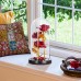 YOUKUKE 3 Eternally Preserved Red Rose Artificial Flower in Dome Glass